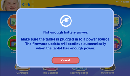Not enough battery power dialog